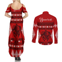 Personalised Tonga Kilisimasi Fiefia Couples Matching Summer Maxi Dress and Long Sleeve Button Shirt Merry Christmas with Turtle Ngatu Pattern LT9 - Wonder Print Shop