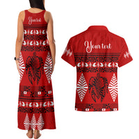 Personalised Tonga Kilisimasi Fiefia Couples Matching Tank Maxi Dress and Hawaiian Shirt Merry Christmas with Turtle Ngatu Pattern LT9 - Wonder Print Shop