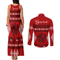 Personalised Tonga Kilisimasi Fiefia Couples Matching Tank Maxi Dress and Long Sleeve Button Shirt Merry Christmas with Turtle Ngatu Pattern LT9 - Wonder Print Shop