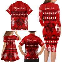 Personalised Tonga Kilisimasi Fiefia Family Matching Long Sleeve Bodycon Dress and Hawaiian Shirt Merry Christmas with Turtle Ngatu Pattern LT9 - Wonder Print Shop