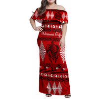 Personalised Tonga Kilisimasi Fiefia Family Matching Off Shoulder Maxi Dress and Hawaiian Shirt Merry Christmas with Turtle Ngatu Pattern LT9 - Wonder Print Shop