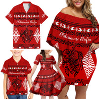Personalised Tonga Kilisimasi Fiefia Family Matching Off Shoulder Short Dress and Hawaiian Shirt Merry Christmas with Turtle Ngatu Pattern LT9 - Wonder Print Shop