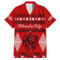 Personalised Tonga Kilisimasi Fiefia Family Matching Off Shoulder Short Dress and Hawaiian Shirt Merry Christmas with Turtle Ngatu Pattern LT9 - Wonder Print Shop