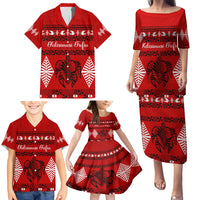 Personalised Tonga Kilisimasi Fiefia Family Matching Puletasi Dress and Hawaiian Shirt Merry Christmas with Turtle Ngatu Pattern - Wonder Print Shop