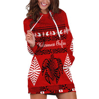 Personalised Tonga Kilisimasi Fiefia Hoodie Dress Merry Christmas with Turtle Ngatu Pattern - Wonder Print Shop
