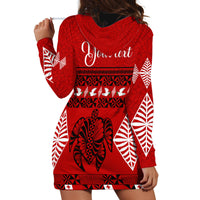 Personalised Tonga Kilisimasi Fiefia Hoodie Dress Merry Christmas with Turtle Ngatu Pattern - Wonder Print Shop