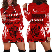 Personalised Tonga Kilisimasi Fiefia Hoodie Dress Merry Christmas with Turtle Ngatu Pattern - Wonder Print Shop