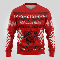 Personalised Tonga Kilisimasi Fiefia Ugly Christmas Sweater Merry Christmas with Turtle Ngatu Pattern - Wonder Print Shop