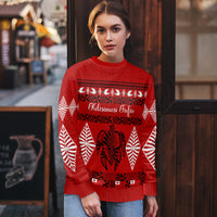 Personalised Tonga Kilisimasi Fiefia Ugly Christmas Sweater Merry Christmas with Turtle Ngatu Pattern - Wonder Print Shop