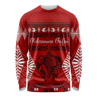 Personalised Tonga Kilisimasi Fiefia Long Sleeve Shirt Merry Christmas with Turtle Ngatu Pattern - Wonder Print Shop