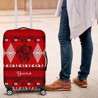 Personalised Tonga Kilisimasi Fiefia Luggage Cover Merry Christmas with Turtle Ngatu Pattern - Wonder Print Shop