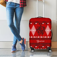 Personalised Tonga Kilisimasi Fiefia Luggage Cover Merry Christmas with Turtle Ngatu Pattern - Wonder Print Shop
