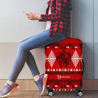 Personalised Tonga Kilisimasi Fiefia Luggage Cover Merry Christmas with Turtle Ngatu Pattern - Wonder Print Shop