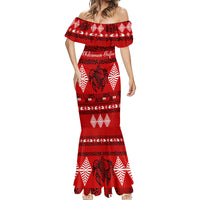 Personalised Tonga Kilisimasi Fiefia Mermaid Dress Merry Christmas with Turtle Ngatu Pattern - Wonder Print Shop