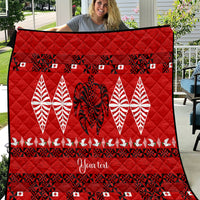 Personalised Tonga Kilisimasi Fiefia Quilt Merry Christmas with Turtle Ngatu Pattern - Wonder Print Shop