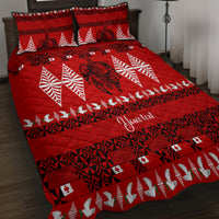 Personalised Tonga Kilisimasi Fiefia Quilt Bed Set Merry Christmas with Turtle Ngatu Pattern - Wonder Print Shop