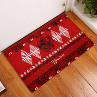 Personalised Tonga Kilisimasi Fiefia Rubber Doormat Merry Christmas with Turtle Ngatu Pattern - Wonder Print Shop