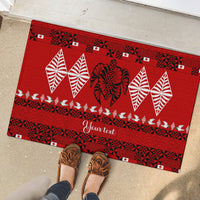 Personalised Tonga Kilisimasi Fiefia Rubber Doormat Merry Christmas with Turtle Ngatu Pattern - Wonder Print Shop