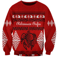 Personalised Tonga Kilisimasi Fiefia Sweatshirt Merry Christmas with Turtle Ngatu Pattern - Wonder Print Shop