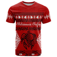 Personalised Tonga Kilisimasi Fiefia T Shirt Merry Christmas with Turtle Ngatu Pattern - Wonder Print Shop