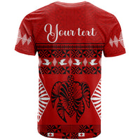 Personalised Tonga Kilisimasi Fiefia T Shirt Merry Christmas with Turtle Ngatu Pattern - Wonder Print Shop
