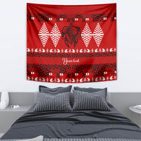 Personalised Tonga Kilisimasi Fiefia Tapestry Merry Christmas with Turtle Ngatu Pattern - Wonder Print Shop