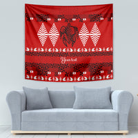 Personalised Tonga Kilisimasi Fiefia Tapestry Merry Christmas with Turtle Ngatu Pattern - Wonder Print Shop