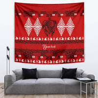 Personalised Tonga Kilisimasi Fiefia Tapestry Merry Christmas with Turtle Ngatu Pattern - Wonder Print Shop