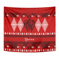 Personalised Tonga Kilisimasi Fiefia Tapestry Merry Christmas with Turtle Ngatu Pattern - Wonder Print Shop