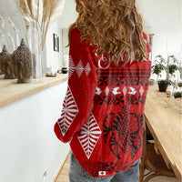 Personalised Tonga Kilisimasi Fiefia Women Casual Shirt Merry Christmas with Turtle Ngatu Pattern - Wonder Print Shop