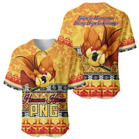 PNG Hamamas Krismas Baseball Jersey Papua New Guinea Bird Of Paradise Merry Christmas Gold Style LT9 - Wonder Print Shop