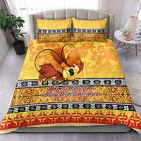 PNG Hamamas Krismas Bedding Set Papua New Guinea Bird Of Paradise Merry Christmas Gold Style LT9 - Wonder Print Shop