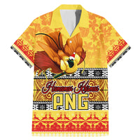 PNG Hamamas Krismas Family Matching Mermaid Dress and Hawaiian Shirt Papua New Guinea Bird Of Paradise Merry Christmas Gold Style LT9 - Wonder Print Shop
