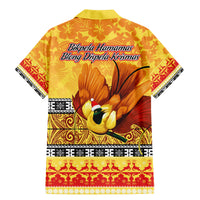 PNG Hamamas Krismas Family Matching Mermaid Dress and Hawaiian Shirt Papua New Guinea Bird Of Paradise Merry Christmas Gold Style LT9 - Wonder Print Shop