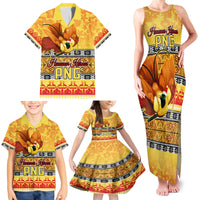 PNG Hamamas Krismas Family Matching Tank Maxi Dress and Hawaiian Shirt Papua New Guinea Bird Of Paradise Merry Christmas Gold Style - Wonder Print Shop