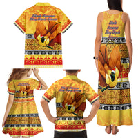 PNG Hamamas Krismas Family Matching Tank Maxi Dress and Hawaiian Shirt Papua New Guinea Bird Of Paradise Merry Christmas Gold Style - Wonder Print Shop