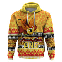 PNG Hamamas Krismas Hoodie Papua New Guinea Bird Of Paradise Merry Christmas Gold Style - Wonder Print Shop