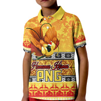 PNG Hamamas Krismas Kid Polo Shirt Papua New Guinea Bird Of Paradise Merry Christmas Gold Style - Wonder Print Shop