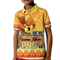 PNG Hamamas Krismas Kid Polo Shirt Papua New Guinea Bird Of Paradise Merry Christmas Gold Style - Wonder Print Shop