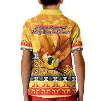 PNG Hamamas Krismas Kid Polo Shirt Papua New Guinea Bird Of Paradise Merry Christmas Gold Style - Wonder Print Shop