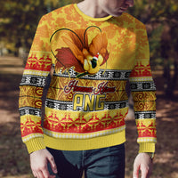 PNG Hamamas Krismas Ugly Christmas Sweater Papua New Guinea Bird Of Paradise Merry Christmas Gold Style - Wonder Print Shop