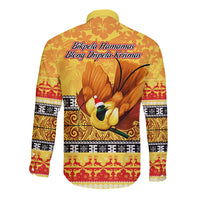 PNG Hamamas Krismas Long Sleeve Button Shirt Papua New Guinea Bird Of Paradise Merry Christmas Gold Style - Wonder Print Shop