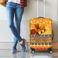 PNG Hamamas Krismas Luggage Cover Papua New Guinea Bird Of Paradise Merry Christmas Gold Style - Wonder Print Shop
