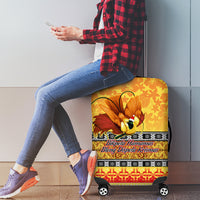 PNG Hamamas Krismas Luggage Cover Papua New Guinea Bird Of Paradise Merry Christmas Gold Style - Wonder Print Shop