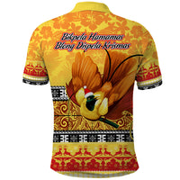 PNG Hamamas Krismas Polo Shirt Papua New Guinea Bird Of Paradise Merry Christmas Gold Style - Wonder Print Shop
