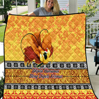 PNG Hamamas Krismas Quilt Papua New Guinea Bird Of Paradise Merry Christmas Gold Style - Wonder Print Shop