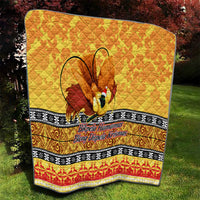 PNG Hamamas Krismas Quilt Papua New Guinea Bird Of Paradise Merry Christmas Gold Style - Wonder Print Shop