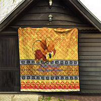 PNG Hamamas Krismas Quilt Papua New Guinea Bird Of Paradise Merry Christmas Gold Style - Wonder Print Shop