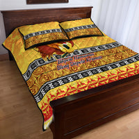 PNG Hamamas Krismas Quilt Bed Set Papua New Guinea Bird Of Paradise Merry Christmas Gold Style - Wonder Print Shop
