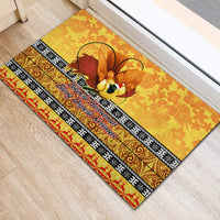 PNG Hamamas Krismas Rubber Doormat Papua New Guinea Bird Of Paradise Merry Christmas Gold Style - Wonder Print Shop